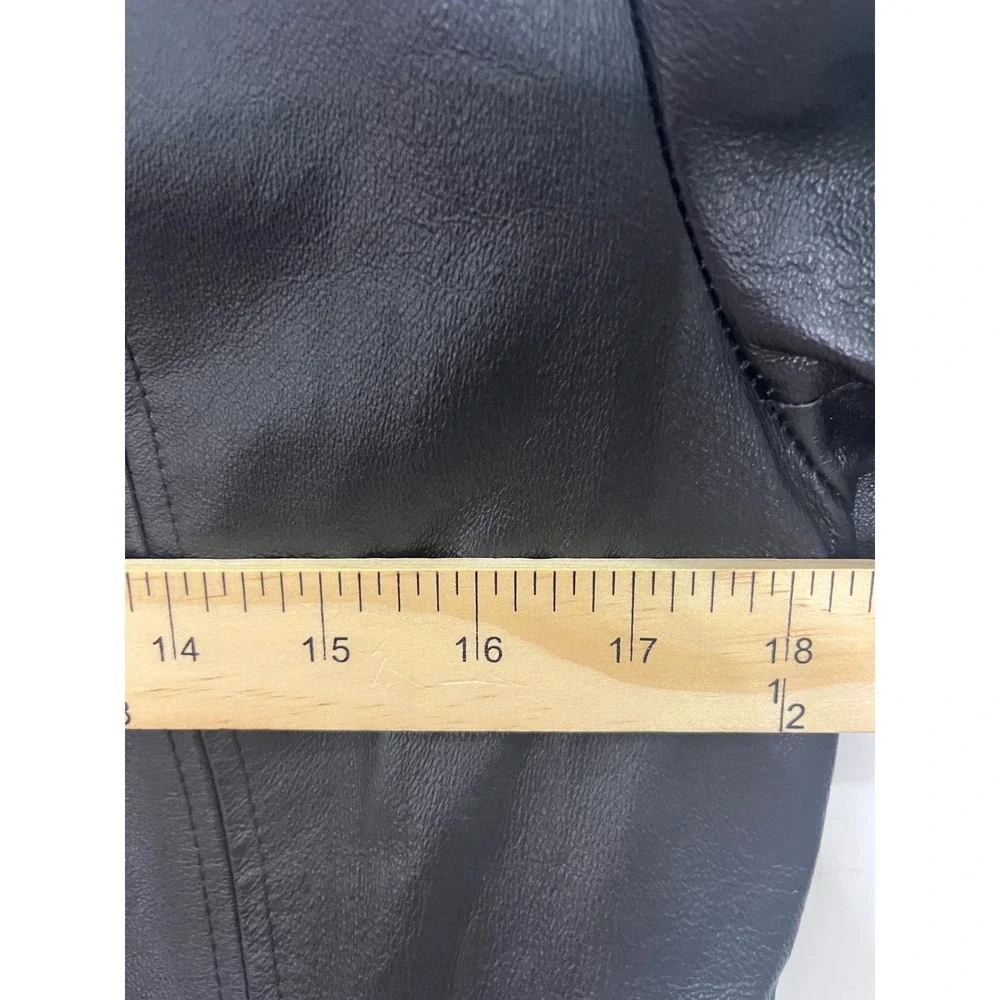 Worthington Leather Jacket Women Medium Black Good Belted Nappa Zip‎ Coat